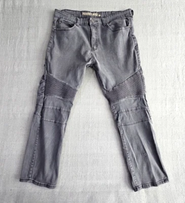 Jeans Franky Max Para Hombre W36 L30 Gris Cónico Lavado Moto Motociclista Refuerzo Denim Foto 1 de 4