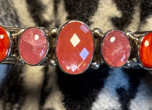 Old Pawn Navajo Sterling Silber Rhodochrosit Multistone Manschette von Ray Bennett - Bild 1 von 15