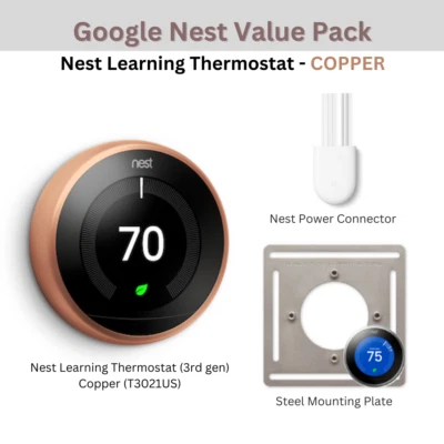 COPPER Pack: Nest Learning Thermostat 3rd gen + Power Connector - Image 1 of 4