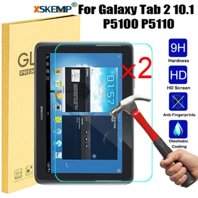 2Pcs For Samsung Galaxy Tab 2 10.1 P5100 P5110 Tempered Glass Screen Protector - Image 1 of 4