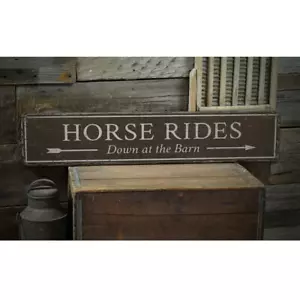 Horse Rides Vintage Distressed Sign, Personalized Wood Sign - Picture 1 of 2