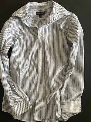 Cherokee Boy's Medium 8/10 Blue/White Striped Button Down Long Sleeve Shirt - Image 1 of 3