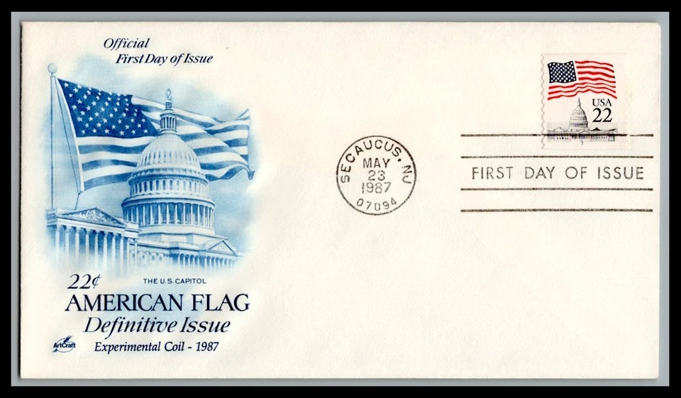 US FDC # 2115. 22c Flag over Capitol ArtCraft  blue 1987, 0a955 - Image 1 of 1