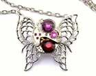 Hot Pink Steampunk Butterfly Necklace Swarovski Crystal $65