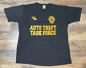 Vintage 90s Black NJ Essex Police Auto Theft Task Force Jerzees T-Shirt Size XL