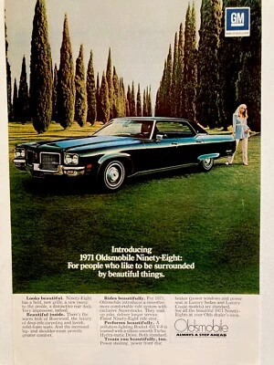 1971 Oldsmobile Ninety Eight 98 Print Ad Black - Image 1 of 2