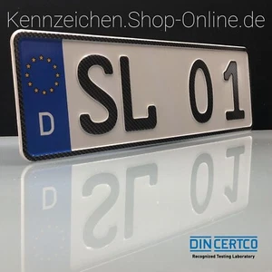 1 Kfz Kennzeichen 330x110mm Carbon Autokennzeichen Nummernschild DHL Versand - Bild 1 von 3