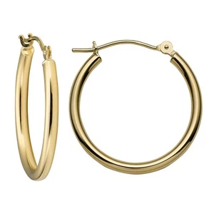 Real 14k Gold Hoop Earrings - Classic Gold Hoops For Women - All Sizes - Picture 1 of 96