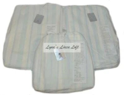 JUEGO DE SÁBANAS REINA RACHEL ASHWELL COUTURE Westminster Azul Blanco Rayas 4P NUEVO $364 Foto 1 de 4