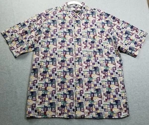 Vintage Saks Fifth Avenue Button Up Shirt Men’s Large L All Over Print Retro 90s - Picture 1 of 10