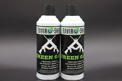 ENVIROSAFE Green Gas, Magnum HiGH Powered Compatible ALL Gas Powered Airsoft Guns 2 cans