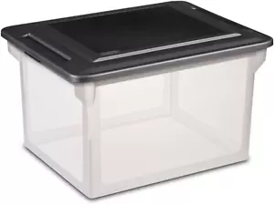 File Box, Stackable Storage Bin with Lid, Plastic Container to Organize Taxes, P - Picture 1 of 9