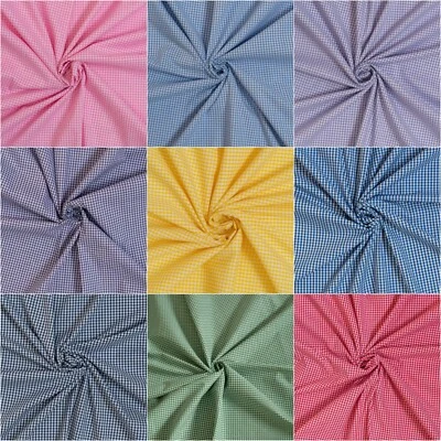 Gingham Polycotton Fabric 1/8" inch check Dress Craft 114cm / 45" wide per 1m
