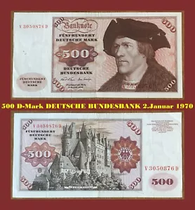 Ⓜ️ 500 Deutsche Mark ☘️ 2.Januar 1970 💥 DM Schein Bundesbank 🍄 V 3050876 D 🌐 - Bild 1 von 4
