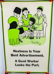 Vintage Positive Attitude Poster No 65 1968 Ted Key A Good Worker Looks The Part - Foto 1 di 7