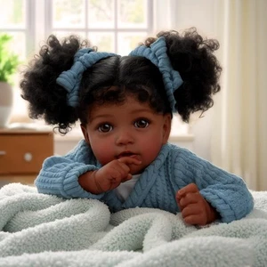 Lifelike Reborn Baby Dolls Black Girl - 20 Inch Soft Feeling Realistic Newbor... - Picture 1 of 8