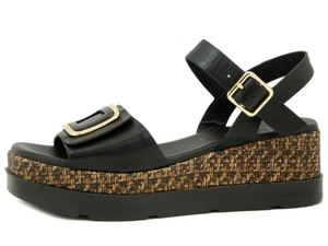 Sandali Donna Platform 37 Pelle Nero con Zeppa 5 cm REPO - Imagen 1 de 5