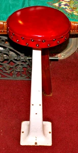 Antique Porcelain Metal Ice Cream Parlor Shop Stool Red Cushion Seat #2 - Picture 1 of 12