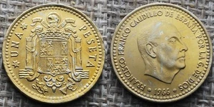 Coin Espagne - 1969 - 1 peseta Franco 2e effigie (N2013) - Picture 1 of 3