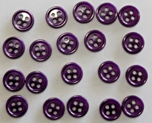 20 x Purple, Round, 4 Hole, 9mm, Beutron Plastic Buttons - Picture 1 of 1
