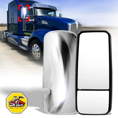 Fit Kenworth T170 T270 T370 T440 T600 T660 Door Mirror Chrome Heated Right Side Foto 1 de 4