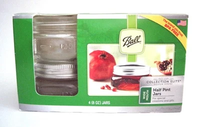 Tarros en cuclillas 4 bolas Elite Mason media pinta boca ancha nuevos en caja - falta 1 tapa Foto 1 de 3