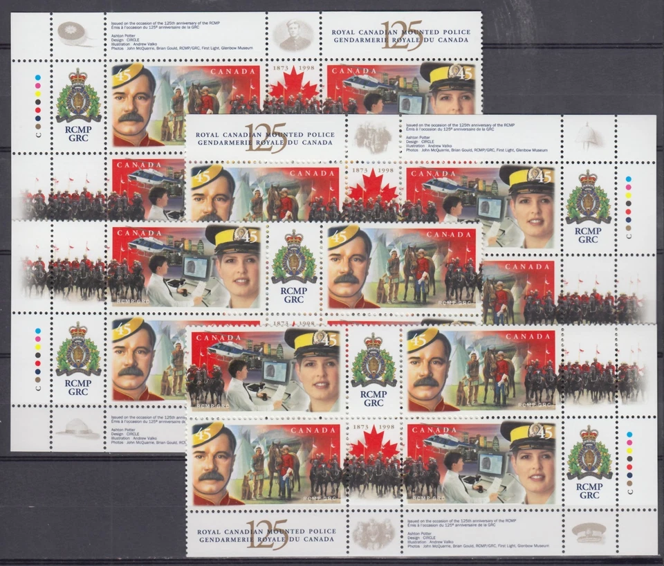 CANADA 1736-1737MNH MATCHED SET  PBS 45c x 16 RCMP - 125th ANNIVERSARY - Image 1 of 1