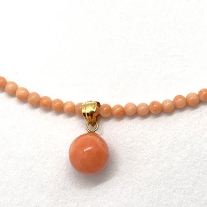Kettenanhänger natürliche Engelshautkoralle orange rosa Koralle 18K mit Zertifikat - Bild 1 von 22