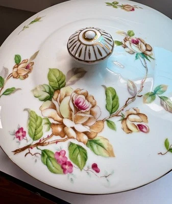 Cazuela cubierta vintage Lynmore Fine China Golden Rose - Japón años 50 Foto 1 de 4