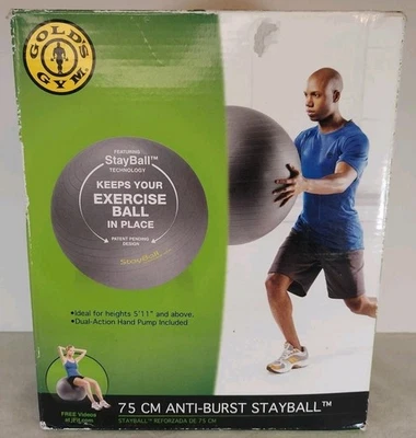 Gold's Gym Exercise Ball 75 cm 5’11” & Up Body Core Flexibility Anti-Burst NIB - Image 1 of 4