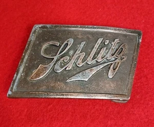 Vintage Schlitz Beer Metal Belt Buckle 3"x 2"Brass Tone - Picture 1 of 4