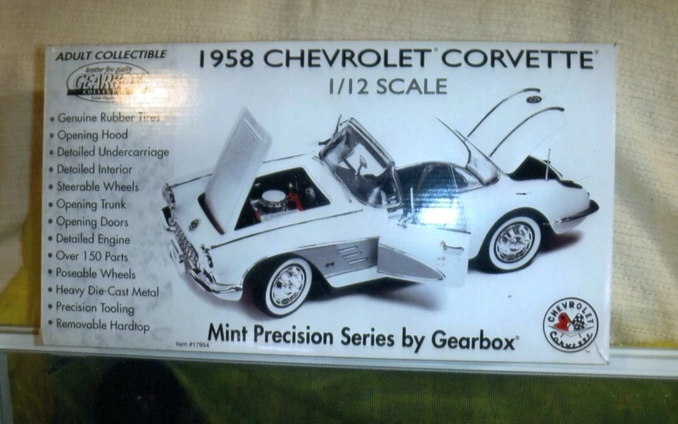 1958 CHEVROLET CORVETTE 1958 WHITE  1/2 SCALE BY GEARBOX NIB NEVER DISPLAYED - Image 1 of 4