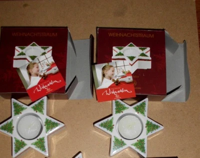 2  Hutschenreuther Sterntischlicht Stern Teelicht Halter Weihnachtstraum Tannen - Bild 1 von 4