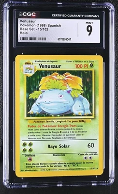 CGC 9 MINT Venusaur 1999 Base Set 15/102 Holo SPANISH Pokemon Card - Image 1 of 2