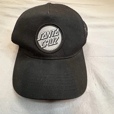 Santa Cruz Retro Classic Dot Patch Men Black Snapback Trucker Hat Surf Cap BLACK - Image 1 of 4