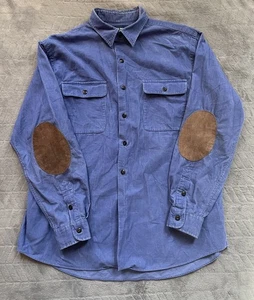 De Colección Polo Golf Ralph Lauren Benford Camisa Grande Azul Pana Gamuza Codo Parches - Imagen 1 de 12