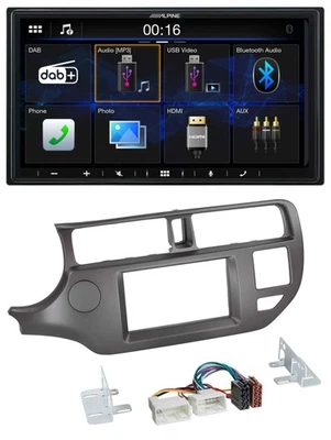 Alpine Bluetooth 2DIN MP3 DAB USB Autoradio für Kia Rio UB 11-14 anthrazit - Bild 1 von 4