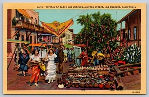 Los Angeles California Olvera Street Typical of Early Los Angeles Postcard - Picture 1 of 2