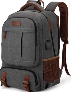Mochila para portátil de lona Tzowla, bolsa para hombre mujer, viaje 15,6 pulgadas, gris oscuro - Imagen 1 de 6