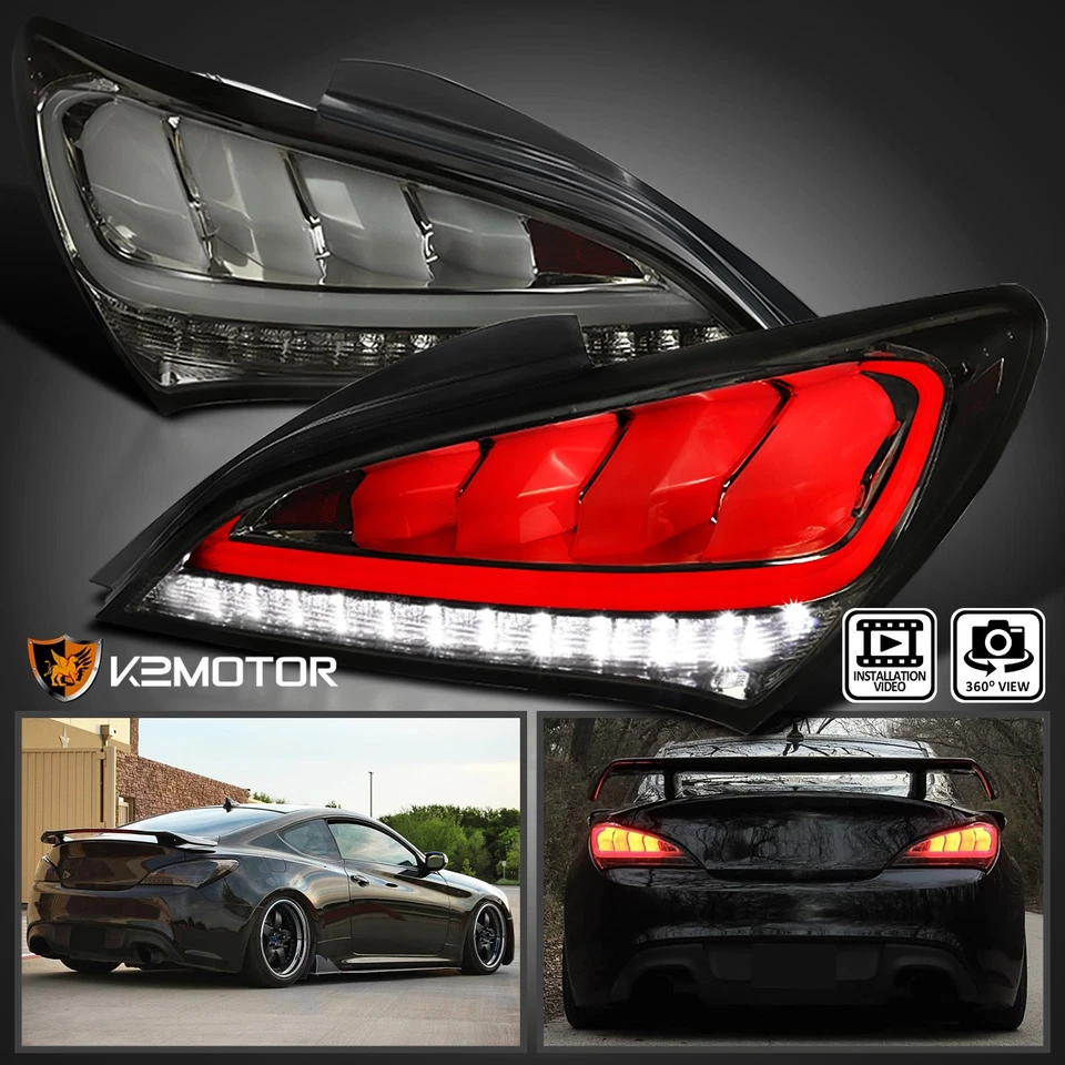 Smoke Fits 2010-2016 Hyundai Genesis Coupe 2Dr LED Tail Lights Sequential Lamps Foto 1 de 4