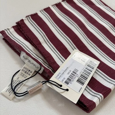 NWT Suitsupply Pocket Square Stripe Pochet Stripe Burgundy (PS18112) - Image 1 of 4