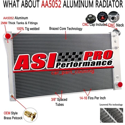 Fit 1991-93 92 Chevy Caprice/Buick Roadmaster 5.0L/5.7L 4-Row Aluminum Radiator Foto 1 de 4