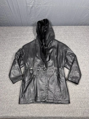 Chaqueta de Cuero GIII G3 Para Hombre S Negra Piel de Oveja Con Capucha Forrada Botón De Colección Foto 1 de 4