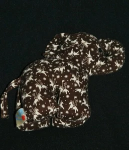 Plüsch Kuscheltier Elefant Vintage BABY CLUB C&A braun bedruckt Pferde 18 cm sehr guter Zustand - Bild 1 von 2