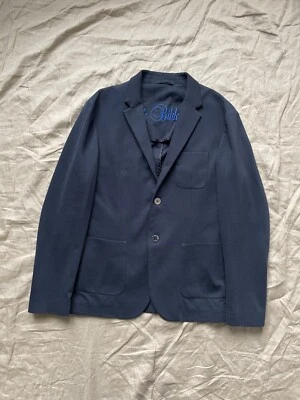 Dirk Bikkembergs 男式海军蓝休闲棉尼龙西装外套,尺寸 EU 54/大号 — 第 1/4 张图片