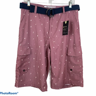 MATIX Hybrid Belted Cargo Shorts Mens 30 Skater Cactus Palm Trees Print NWT - Image 1 of 4