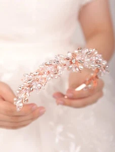 Crystal Headband Leaf beads Tiara Rhinestone Bridal Hairpiece Hair Accessories - Picture 1 of 8