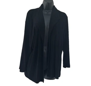 Chicos Travelers Cardigan Womens Size 3 Black Long Sleeves Open Front Stretch - Picture 1 of 14