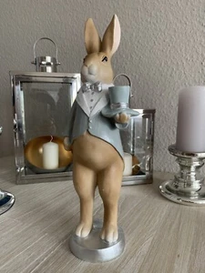Osterhase Hase XL Deko Ostern Landhausstil Polyresin H:35 cm Clayre & Eef NP 49€ - Bild 1 von 10