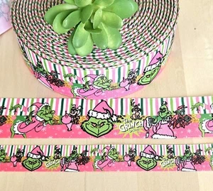 5/8, 7/8, 1.5 & 3" (1 YD) Grinch Christmas Ribbon Cindy Lou Fred Reindeer - Picture 1 of 1
